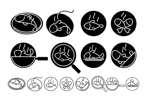 Fish Fry Icons vector