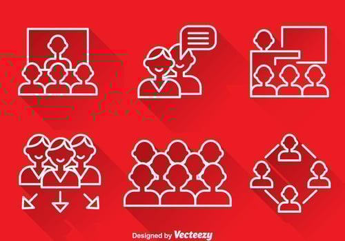 Working Together Outline Icons vector