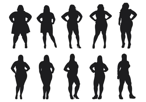 Fat Women Silhouettes Vector