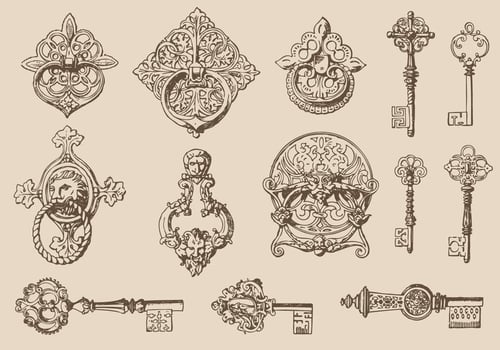 Keys And Door Knockers vector