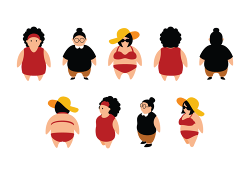 Plus Size Girls Cartoon vector