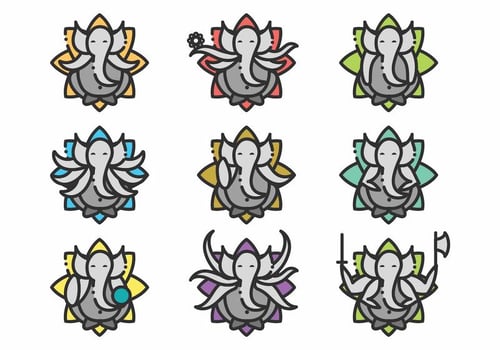 Minimalist Ganesh Icon Set vector