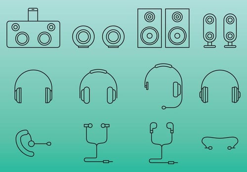 Ear Bud And Speaker Icons vector
