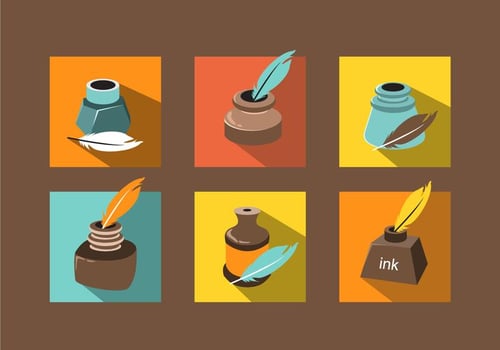 Various Ink Pot Vector