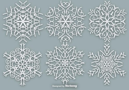 White Ornate Snowflakes - Vector Elements