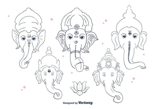 Ganesh Line Vector