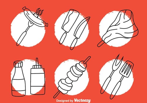 Barbecue Hand Drawn Icons vector