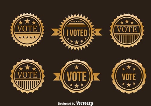 Presidential Election Gold Badge Vector Set