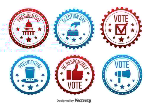 Red And Blue Presidential Election Badge Vector