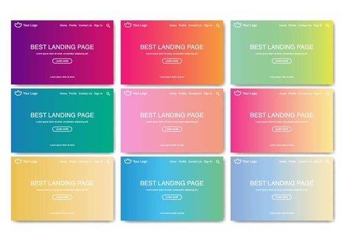 Landing Page Web Kit Linear Gradient Vector