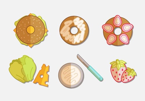 Bagel Flat Icon Set vector