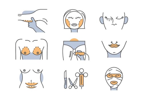 Plastic surgery icons vector