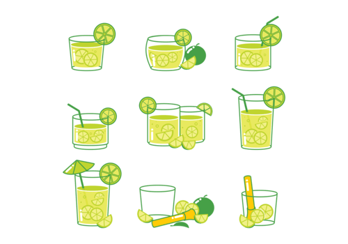 Caipirinha cocktail Icons vector