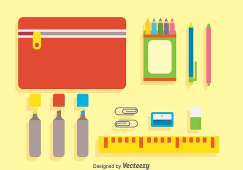 Stationary Flat Icons vector