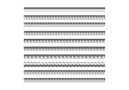 Metal Rebars Set on Transparent Background vector