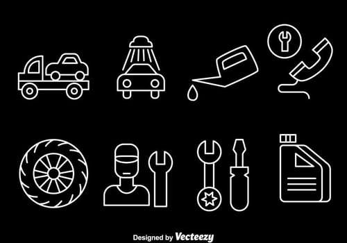 Car Service Line Icons vector
