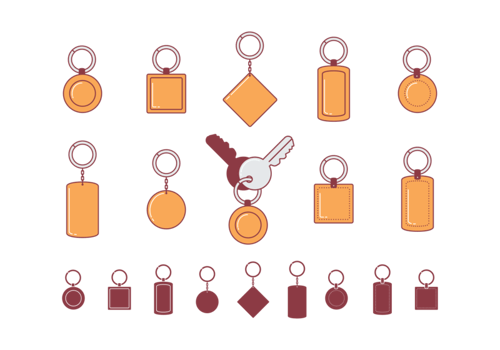 Key Chains Flat Icons vector