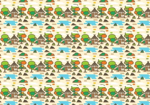 Rural Shack with Lake Pattern Vector