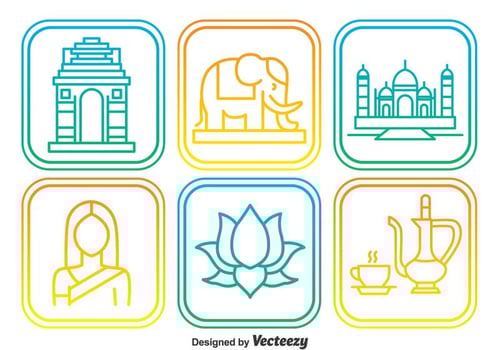 India Elemnt Outline Icons vector