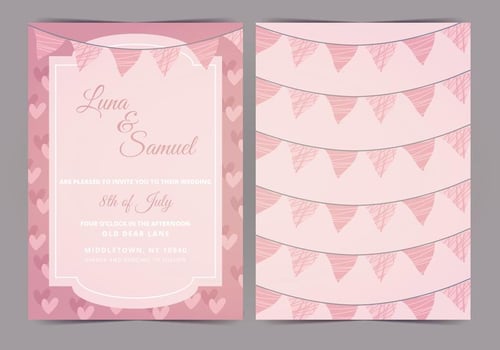 Pink Bunting Vector Wedding Invite