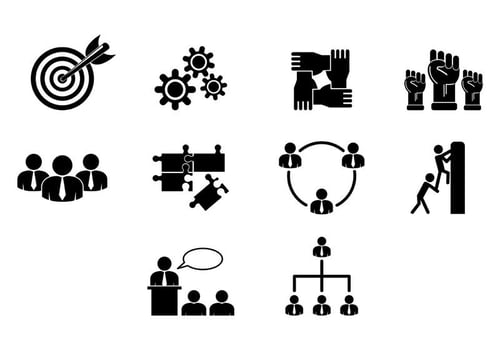 Set Of Working Together Icons vector
