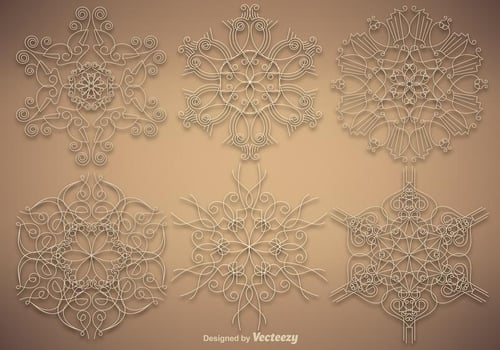 Vector Set Of Ornamental Snowflakes