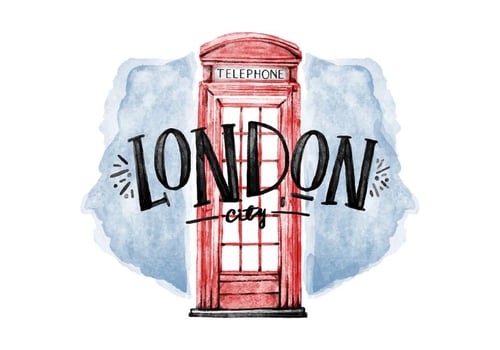 Free Cabin Telephone London Watercolor Vector