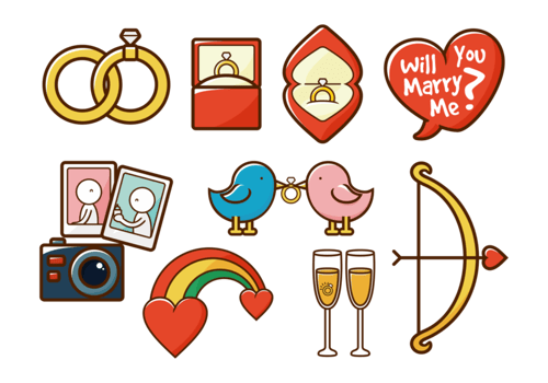 Elements Marry Me icons vector