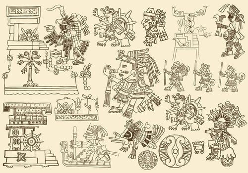 Antique Aztec Drawings vector