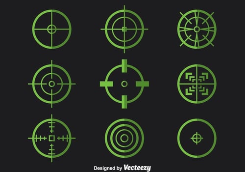 Green Crosshairs Vector Set
