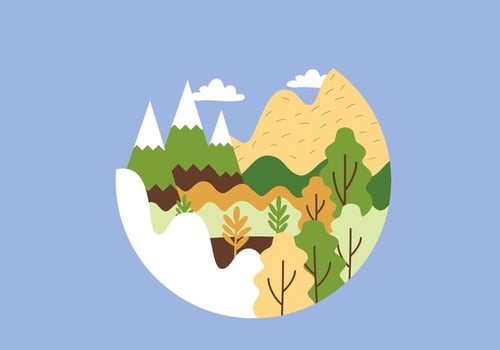 Circular Mountain Landscape Illustration vector