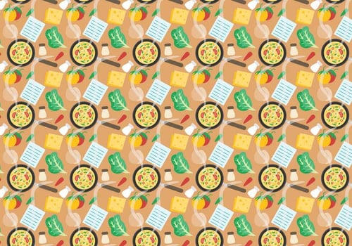 Free Recipe Card with Food Pattern Vector