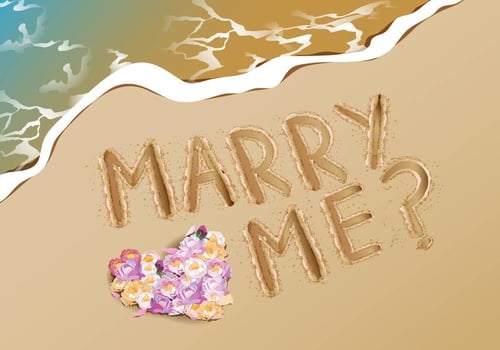 Marry Me Proposal Idea At Beach vector