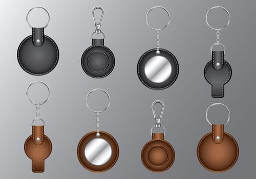 Leather Circle Keychains vector