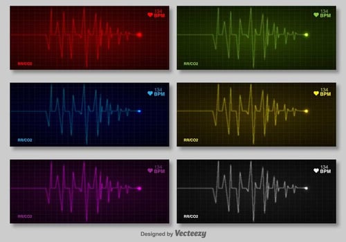 Vector Set Of Cardiogram Of Heart