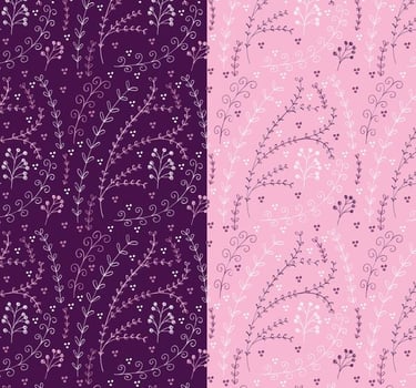 Vector Magenta Floral Patterns