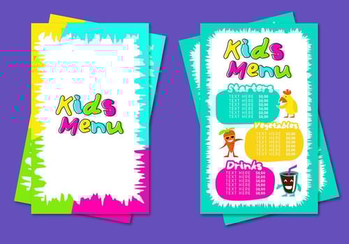 Kids Menu Template Vector