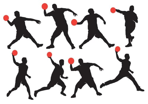 Dodgeball Silhouette with Ball Vectors