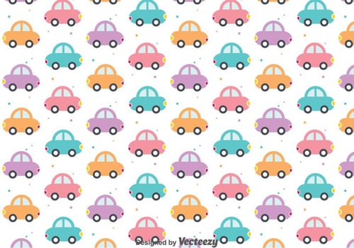 Colorful Cute Cars Pattern vector