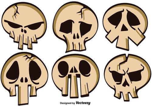 Vector Set Of Cartoon Skulls For Halloween