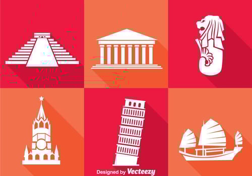 World Landmark White Icons vector