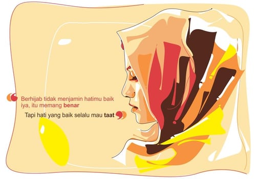 Hijab Islamic Woman Vector Portrait 