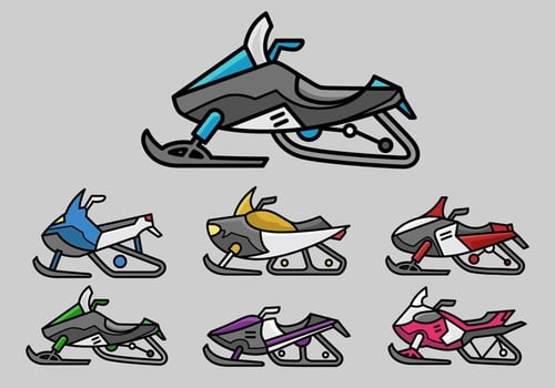 Colorful snowmobile icon vector pack