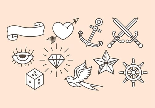 Old School Tattoo Icons vector