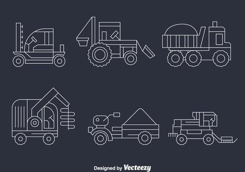 Harvest Tractors Line Vector