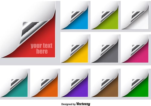 Vector Set Of Metallic Paper Corner Folds