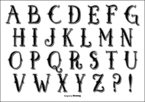 Vintage hand carved letter set vector