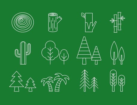 Tree Line Icons vector