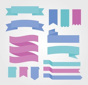 Flat Colorful Ribbon Sash Banner Vectors