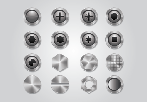 A set of metal nail head vector